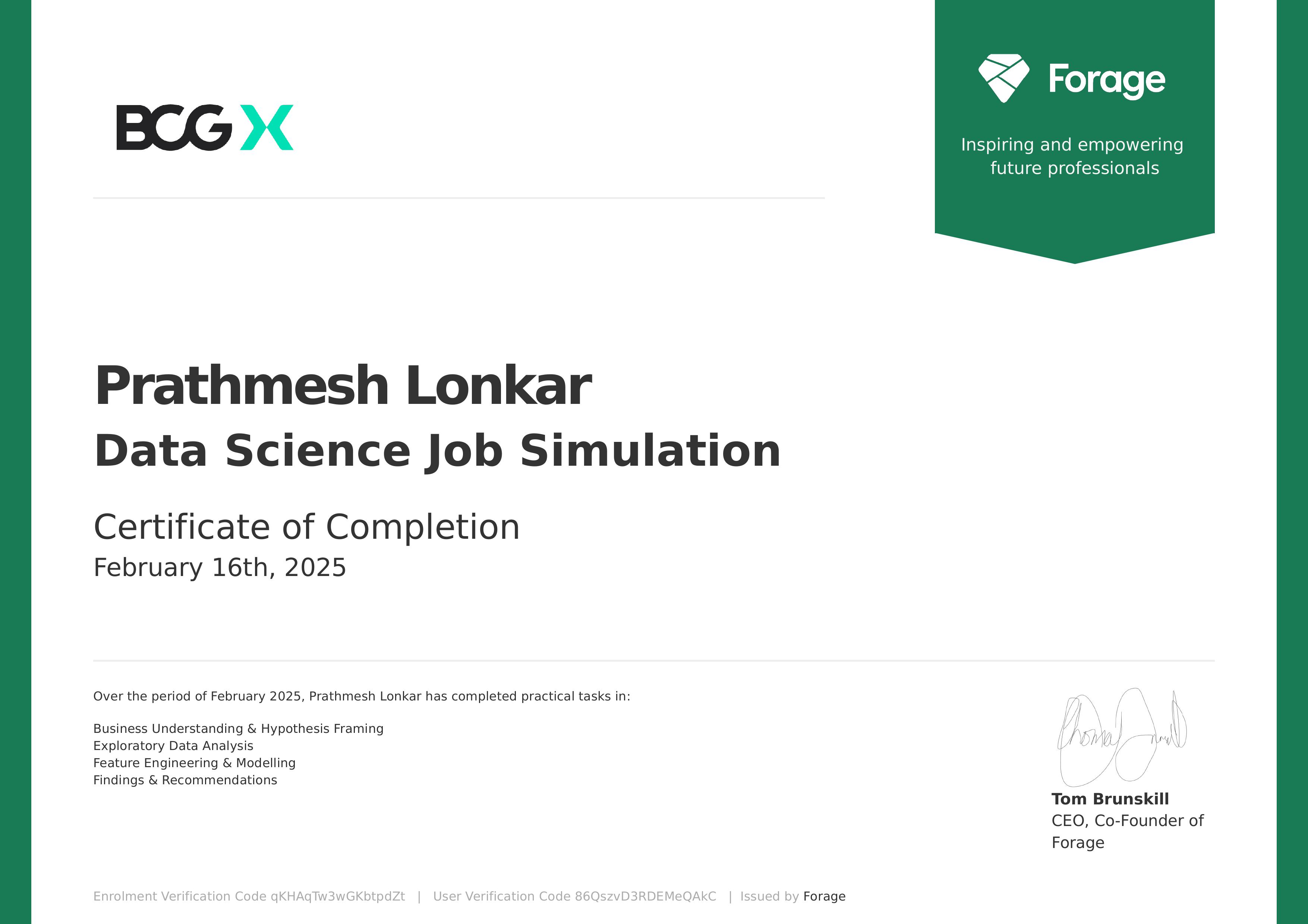 BCG X Certificate