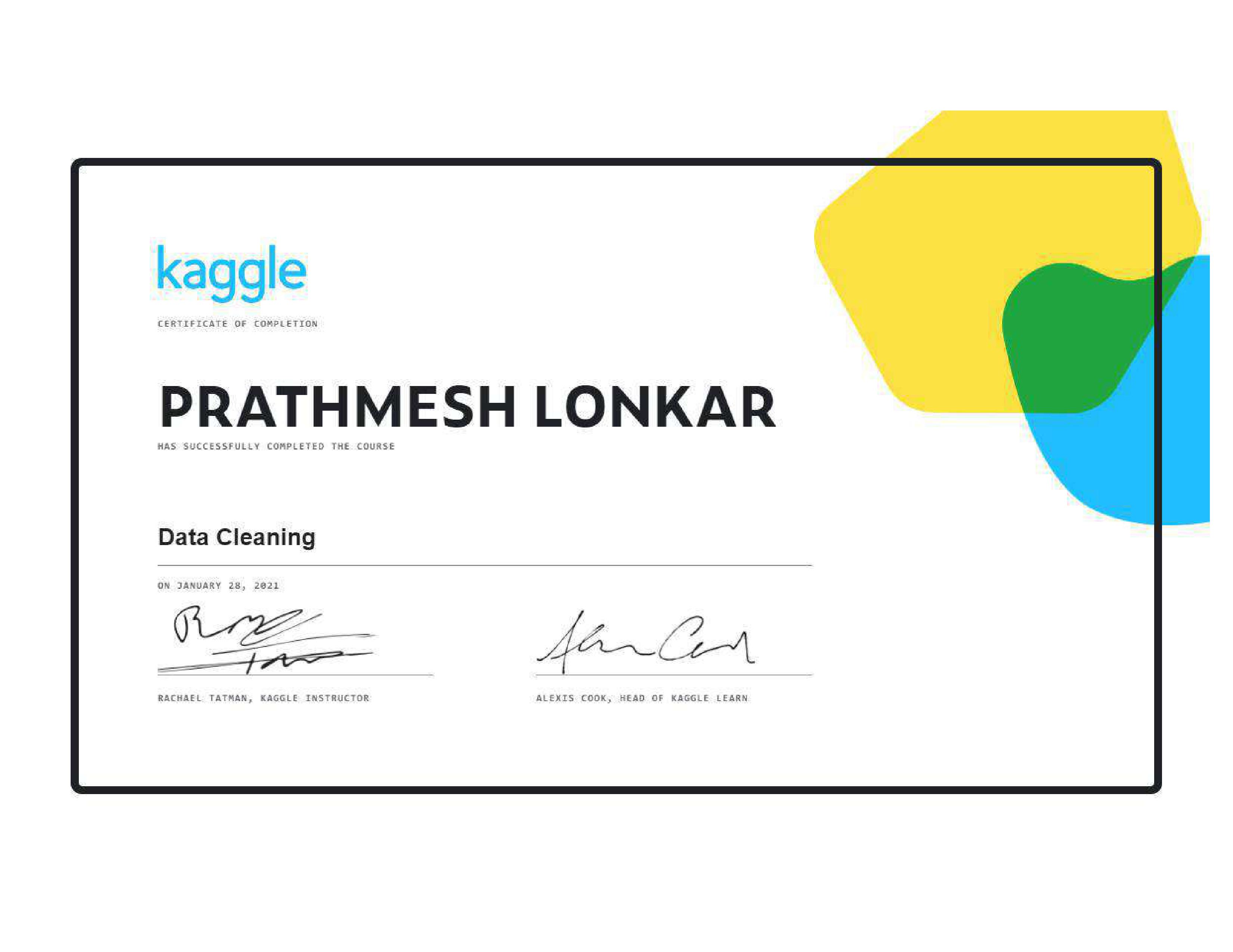 Kaggle Certificate