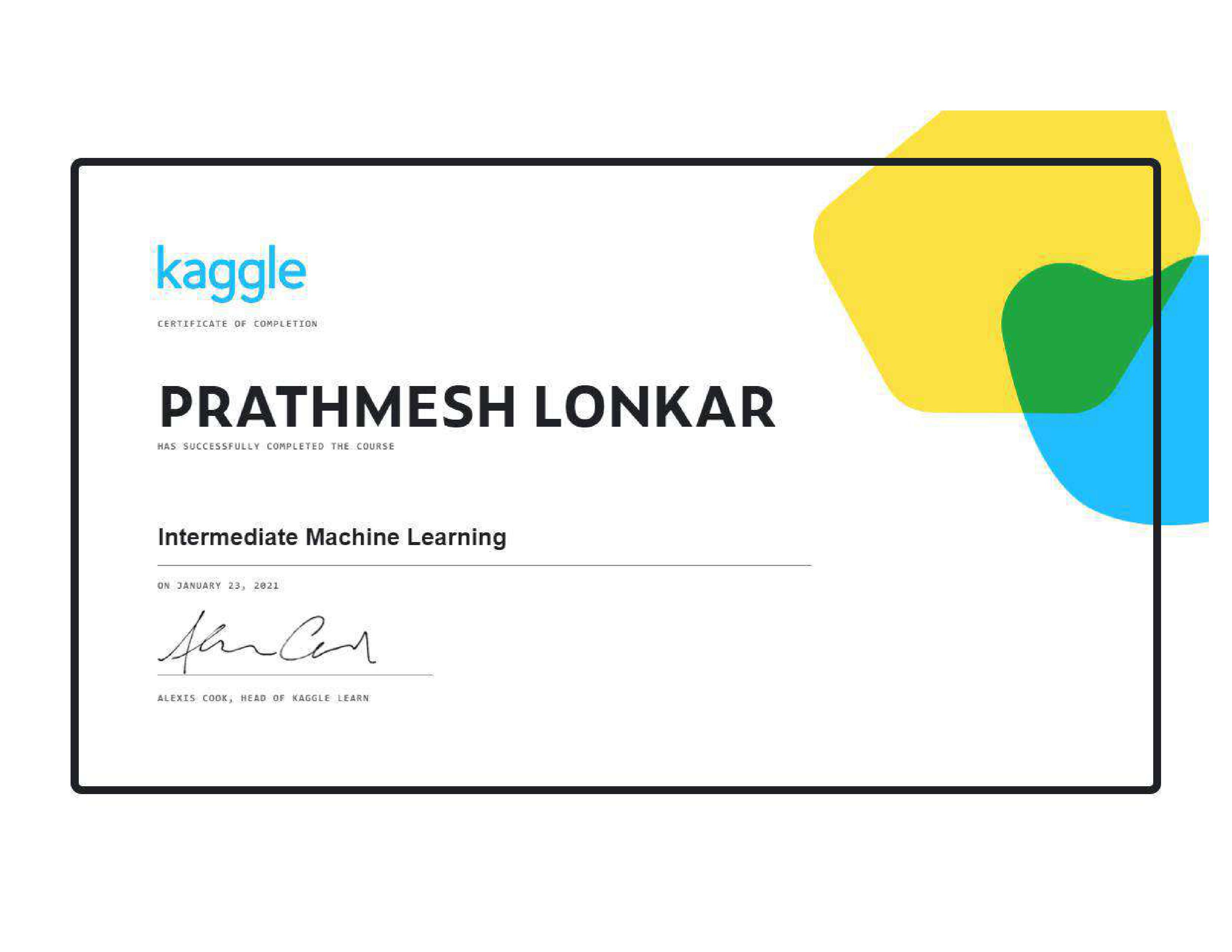 Kaggle Certificate
