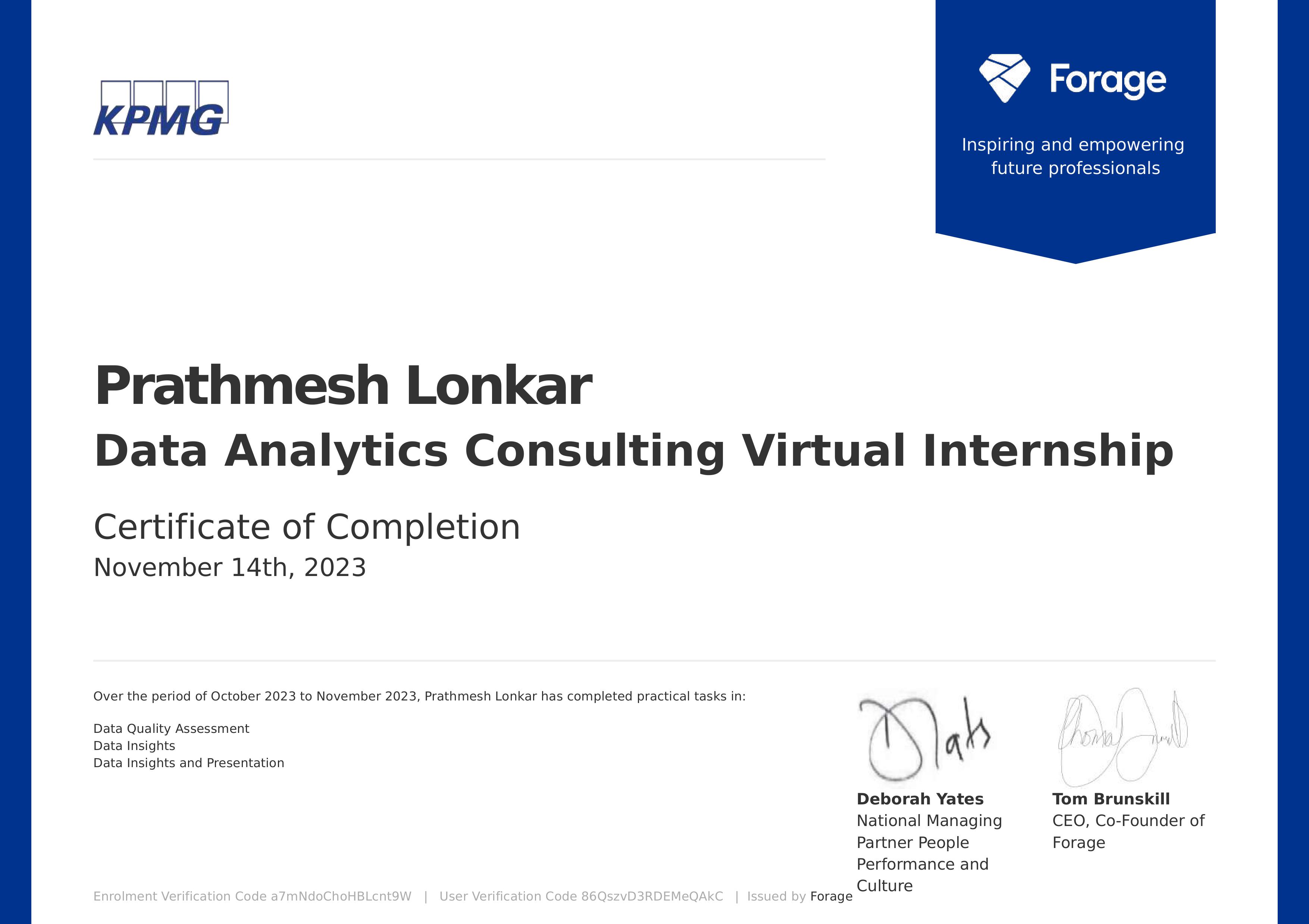 KPMG Certificate