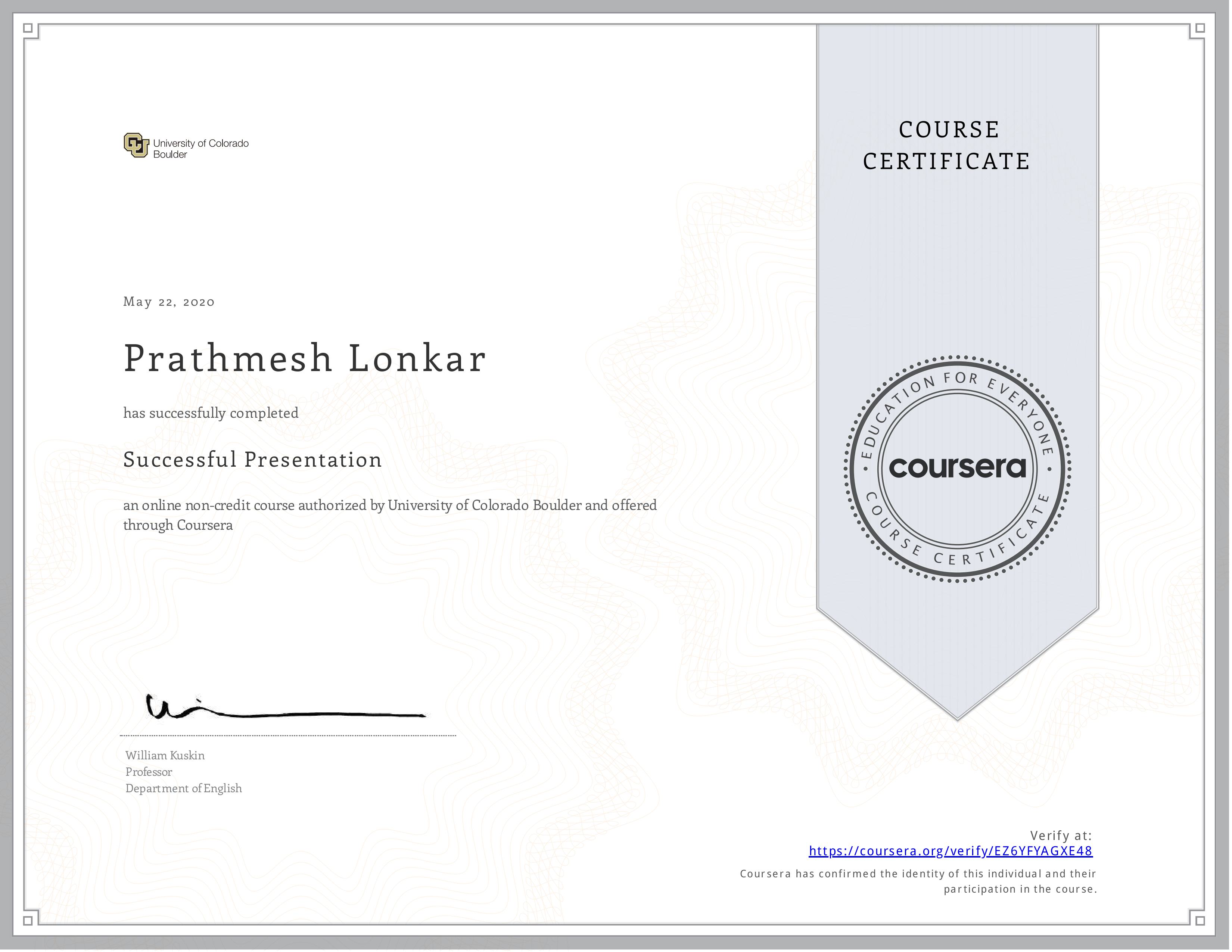 UCB Certificate